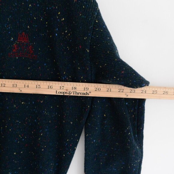 Vintage Oscar De La Renta Blue Maroon Designer 5% Wool Knit Crew Neck Sweater - Picture 3 of 11